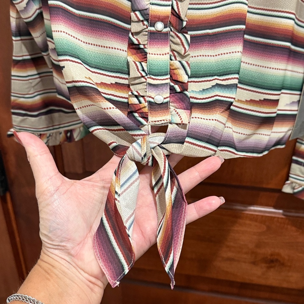 Double D Ranch Multicolor Ruffled Blouse - Picture 6 of 7